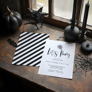 Lass Hang Black Minimal Spider Web-Halloween-Party Einladung