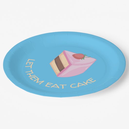 Lass ihnen Cake Slice Round essen Pappteller (Schrägansicht)