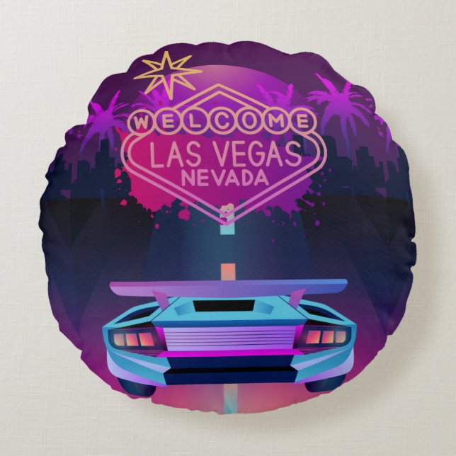 lass in Vegas Rundes Kissen (Vorderseite)