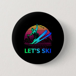 Lass ist Skifarben Vintagen 90er 80er Skifahren Wi Button