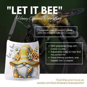 "Lass It Bee" Honey Gnome Tote Bag Tragetaschen Mit Langen Trägern