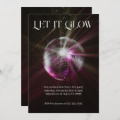 Lass it Glow Disco Ball Silvester Party Einladung (Vorne/Hinten)
