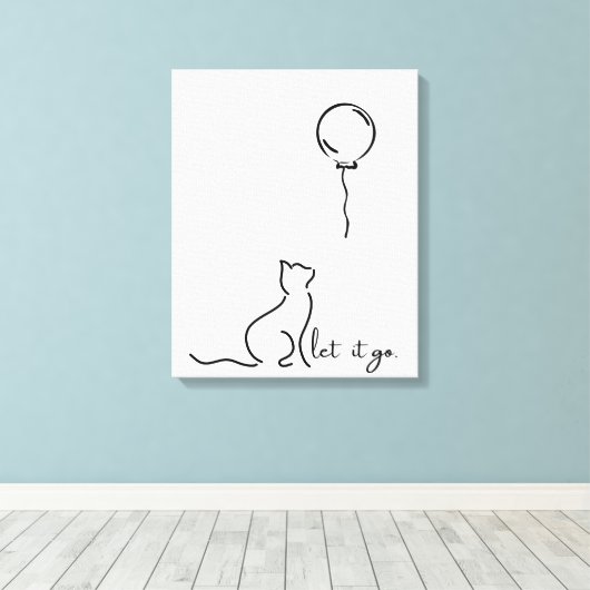 Lass It Go - Minimalistische Cat Leinwand Kunst (Insitu (Holzboden))