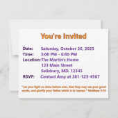 Lass It Shine Christlich Halloween Einladung (Rückseite)