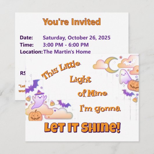 Lass It Shine Christlich Halloween Einladung (Vorne/Hinten)