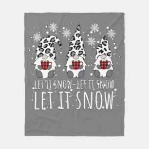 LASS IT SNOW Winter Gnome - Leopard Buffalo Karier Fleecedecke