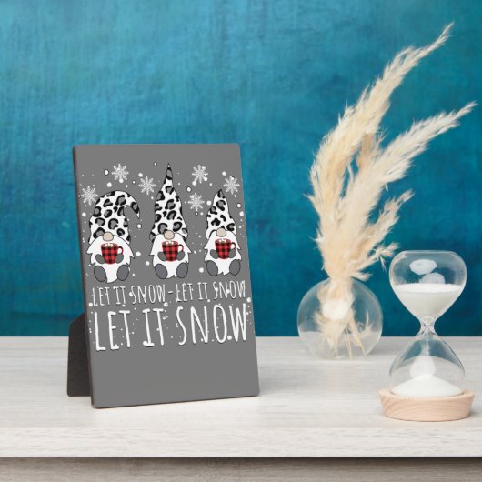 LASS IT SNOW Winter Gnome - Leopard Buffalo Karier Fotoplatte (Seite)