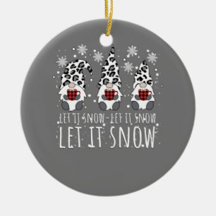 LASS IT SNOW Winter Gnome - Leopard Buffalo Karier Keramik Ornament