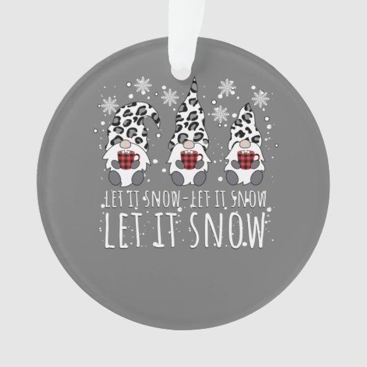 LASS IT SNOW Winter Gnome - Leopard Buffalo Karier Ornament (Vorderseite)