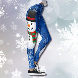 Lass It Snowman Leggings Weihnachtsblumen