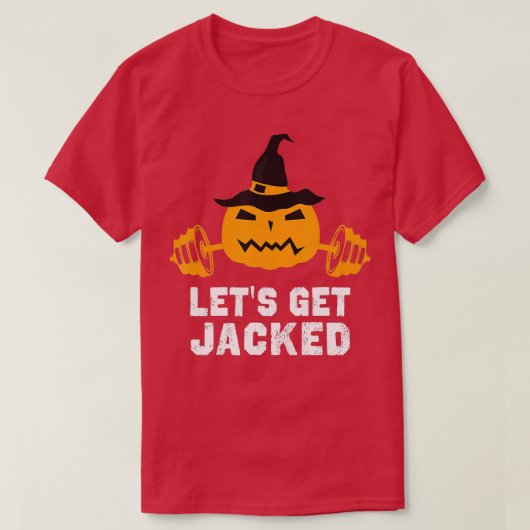 Lass Jacked Gym Weightlift Halloween Pumpki T-Shirt (Design vorne)