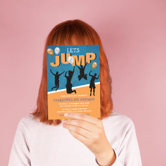 Lass Jump | Kinder Trampolin Geburtstagsparty Einladung