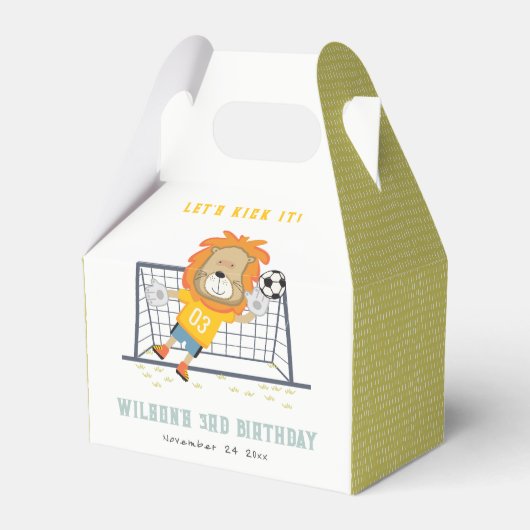 Lass Kick Lion Goalkeeper Soccer Kindergeburtstag Geschenkschachtel (Vorderseite)