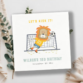 Lass Kick Lion Goalkeeper Soccer Kindergeburtstag Serviette