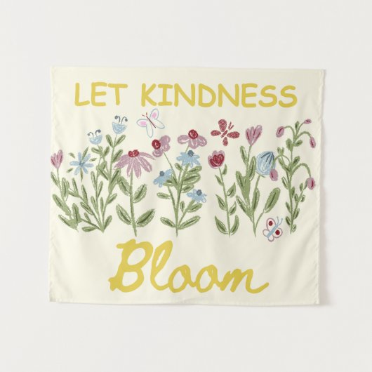 Lass Kindness Bloom Floral Wandteppich (Vorderseite (Horizontal))