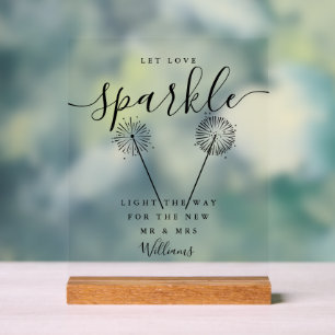 Lass Liebe funkeln Schwarz-Weiß-Signatur-Schriftzu Acrylschild