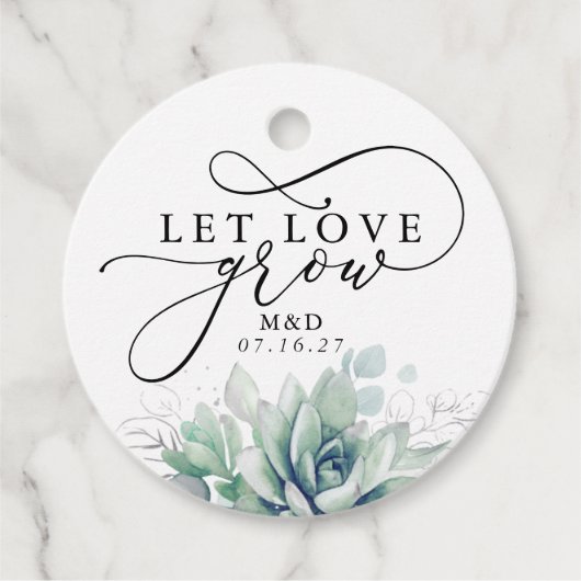 Lass Liebe Grow Silber Grün Elegante Hochzeit Geschenkanhänger (Vorderseite)