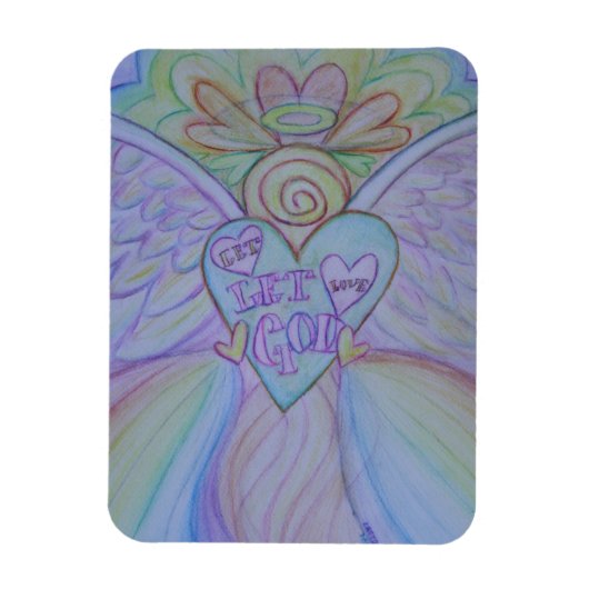 Lass Liebe, Lass Gott Regenbogen Engel Magnet (Vertikal)