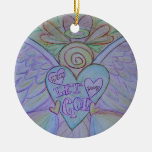 Lass Liebe, Lass Gottes Engel Keramik Ornament (Vorne)