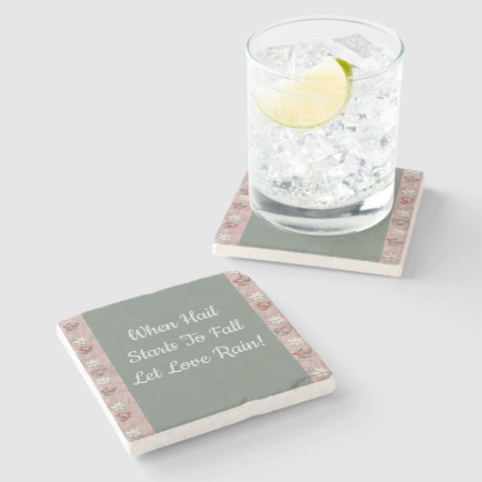 Lass Liebe Regen! Steinuntersetzer (Seitenansicht)