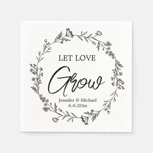 lass Liebe wachsen, botanische Hochzeit Serviette (Vorderseite)
