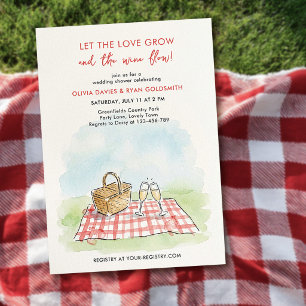 Lass Liebe Wachsen Sommer Picknick Wein Hochzeitsd Einladung