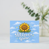 Lass Liebe wachsen - Sonnenblume Postkarte (Stehend Vorderseite)