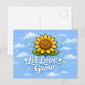 Lass Liebe wachsen - Sonnenblume Postkarte (Vorne/Hinten)