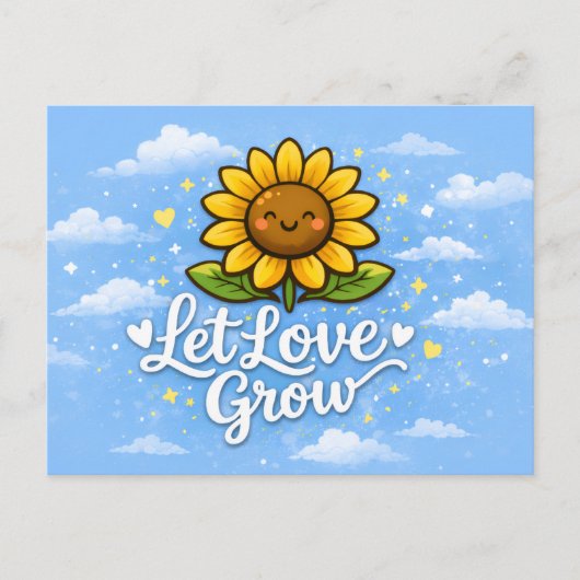 Lass Liebe wachsen - Sonnenblume Postkarte (Vorderseite)