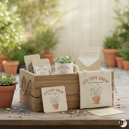 Lass Liebe wachsen Wildblumen-Samenpaket rustikale Quadratischer Aufkleber