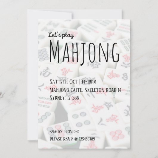 Lass Mahjong Einladung (Vorderseite)