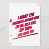 Lass Me Just Frag Meine Ehefrau - Husband Funny Sp Einladung (Vorne/Hinten)