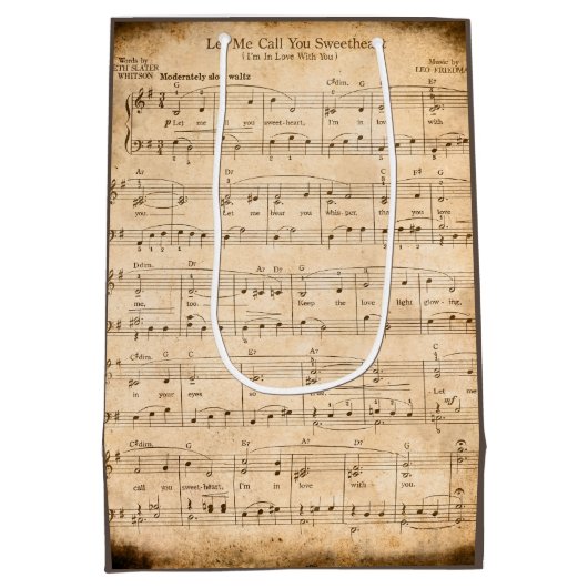 Lass me nennen Sie Sweetheart Sheet Music Valentin Mittlere Geschenktüte (Rückseite)