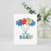 Lass Me Soar - Autismus Awareness Puzzle Ballon Postkarte (Stehend Vorderseite)