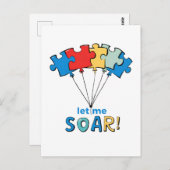Lass Me Soar - Autismus Awareness Puzzle Ballon Postkarte (Vorne/Hinten)