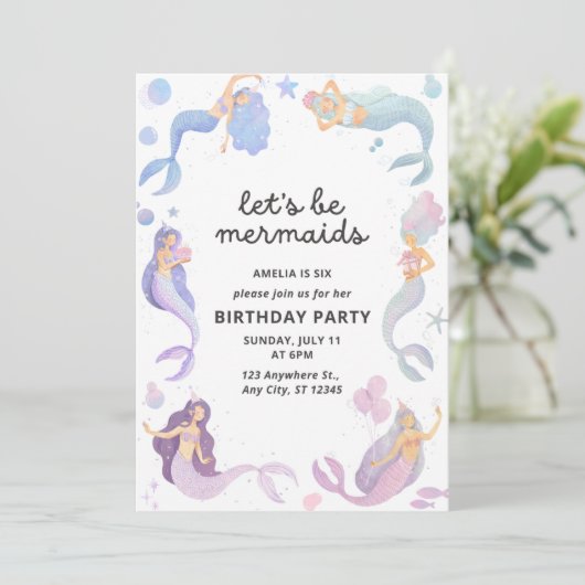 Lass Mermaids Einladung (Stehend Vorderseite)