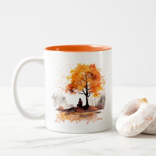 Lass mich allein Herbst Zweifarbige Tasse (Mit Donut)