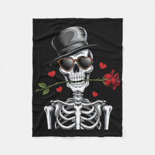 Lass mich dein Valentinstag-Totenkopf und Rosen se Fleecedecke