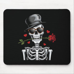 Lass mich dein Valentinstag-Totenkopf und Rosen se Mousepad