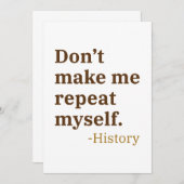 Lass mich mich nicht wiederholen dankeskarte (Vorne/Hinten)