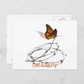 Lass mir Fliegen - Schmetterling gefangen in Barbe Postkarte (Vorne/Hinten)