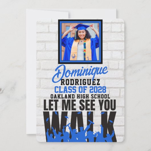 Lass mir sehen Sie gehen | Funny Blue Foto Abschlu Einladung (Vorderseite)