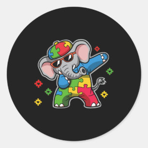 Lass mir Stim Bro Autismus Bewusstsein Elefant Gif Runder Aufkleber