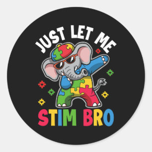 Lass mir Stim Bro Autismus Bewusstsein Elefant Gif Runder Aufkleber