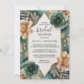 Lass Monstera Smaragdgrün und Gold Brautparty Einladung (Vorderseite)