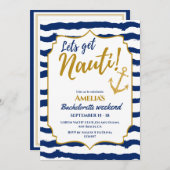 Lass nauti Küsten Bachelorette Wochenende Einladung (Vorne/Hinten)