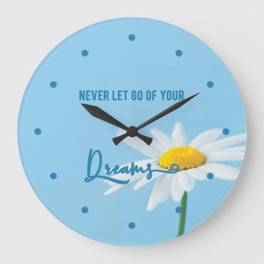 Lass niemals deine Träume weg - Niedliche weiße Da Große Wanduhr (Vorderseite)