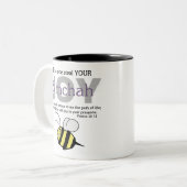 Lass niemanden, der deine Freude/Simchah stiehlt! Zweifarbige Tasse (Vorderseite Links)