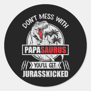 Lass Papasaurus in Ruhe Lustiges Papa Opa Geschenk Runder Aufkleber