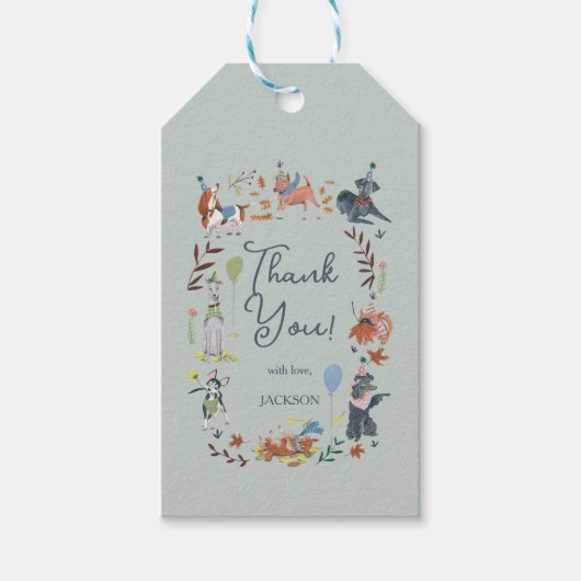 Lass Pawty Blue Dog Welppy Party Danke Geschenkanhänger (Vorderseite)